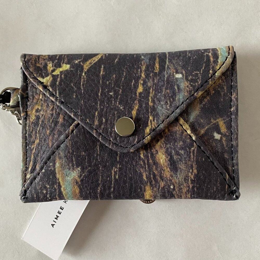Leather Keychain wallet Aimee Kestenberg Midnight Marble Pattern for festivals